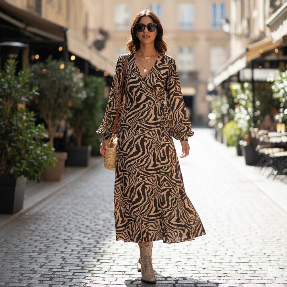 GANNI Printed Midi Wrap Dress NWT Size 0/2
